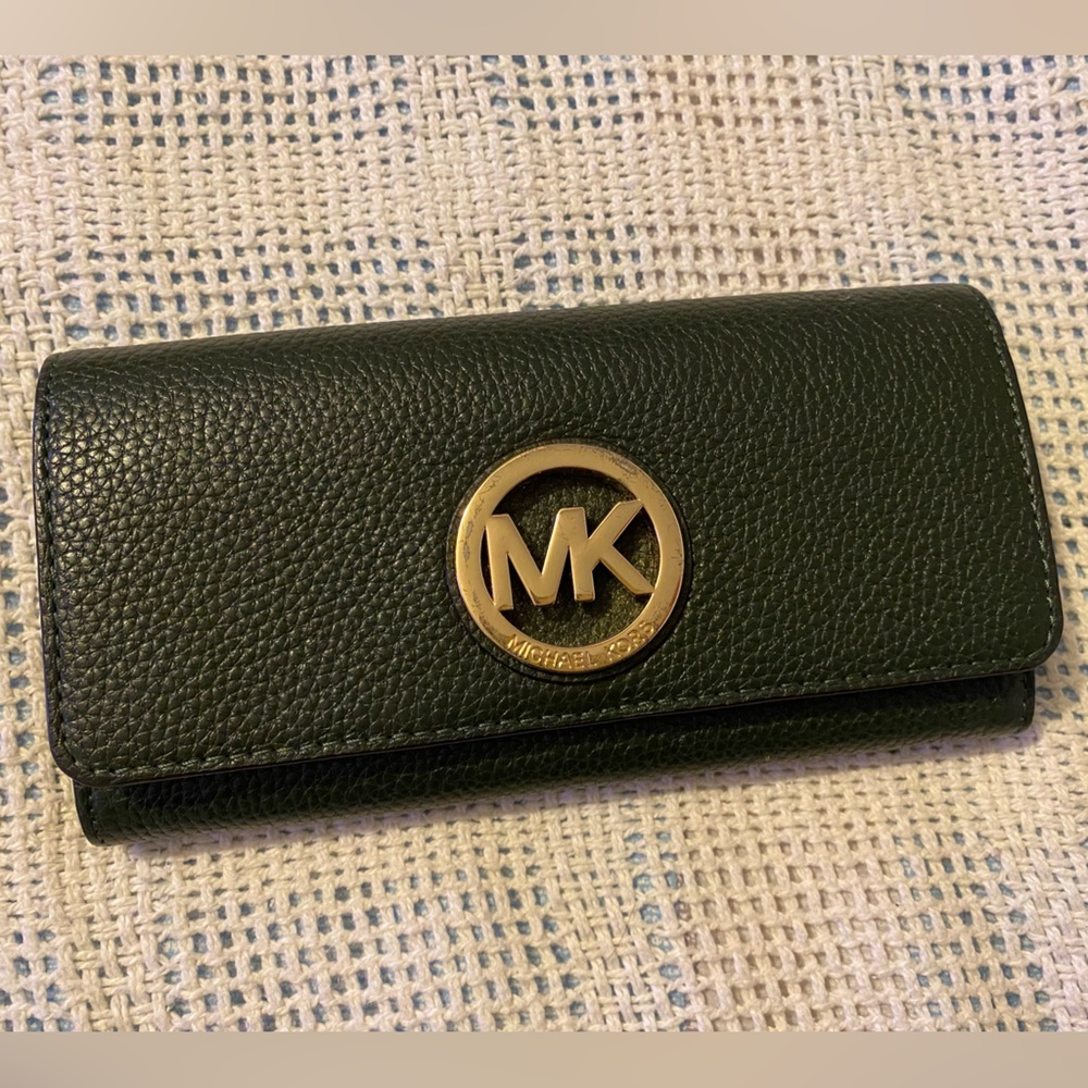 Michael Kors Dark Green Leather Card Holder
